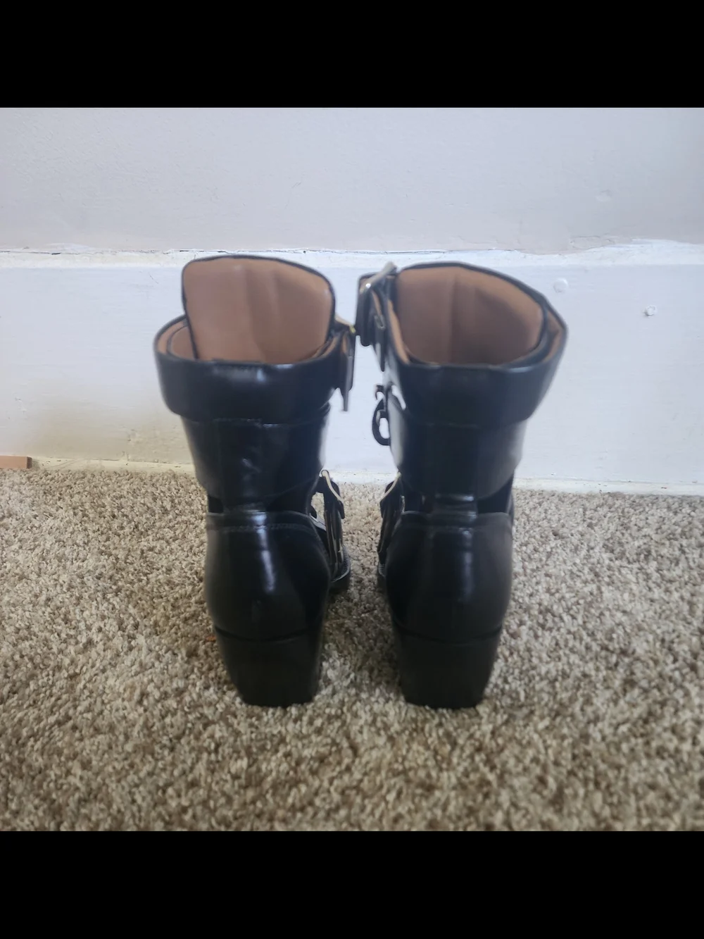 Chloe Rylee Black Buckle Lace-Up Pointed Ankle Boots